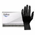 Hospeco ProWorks, Nitrile Disposable Gloves, 3 mil Palm, Nitrile, Powder-Free, L, 100 PK, Black GL-N115FL